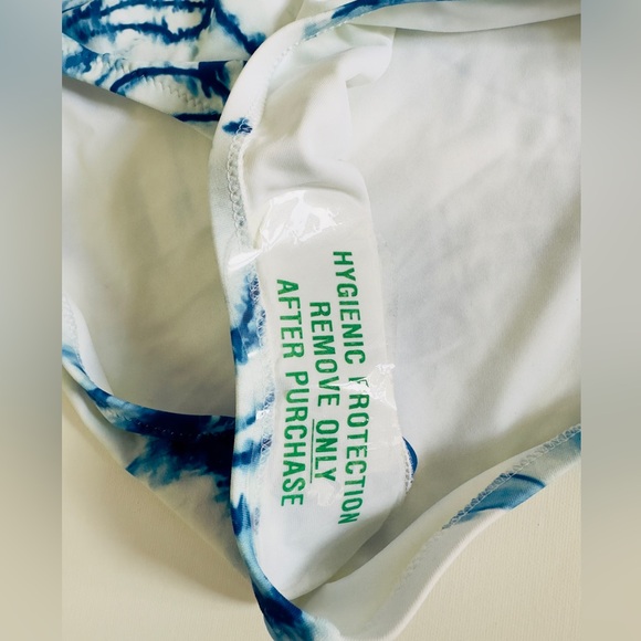 CALIA Tie Dye Blue Hi Rise Moderate Coverage Ruched Sides Bikini Bottom Medium - Picture 7 of 11